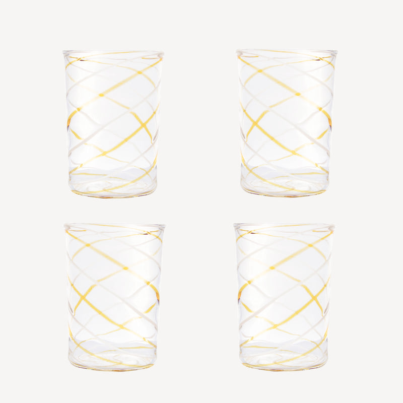 Hand-Painted Gem Glass Tall Tumblers, Set of 4 - Amber