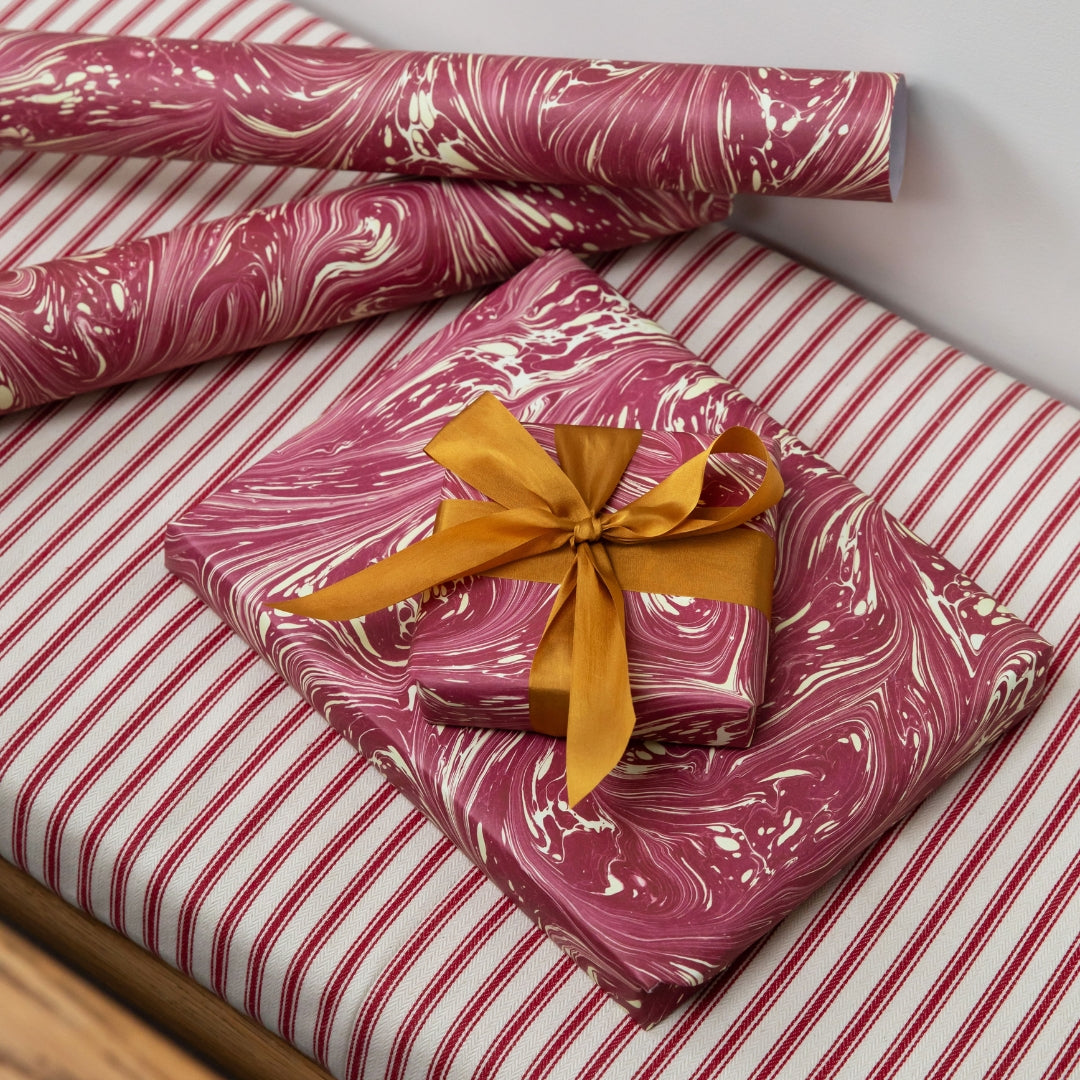 Marbled Wrapping Paper - Four Sheets - Carragheen Claret