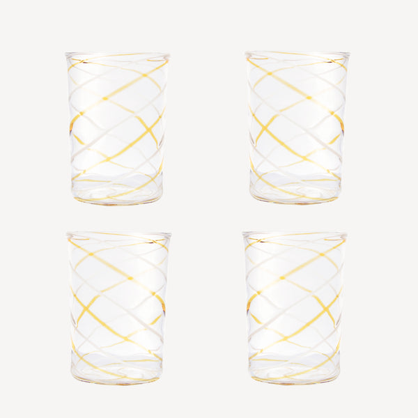 Amber Swirl Water Glass - Set of Four  Amber Swirly Water Glasses – Issy  Granger