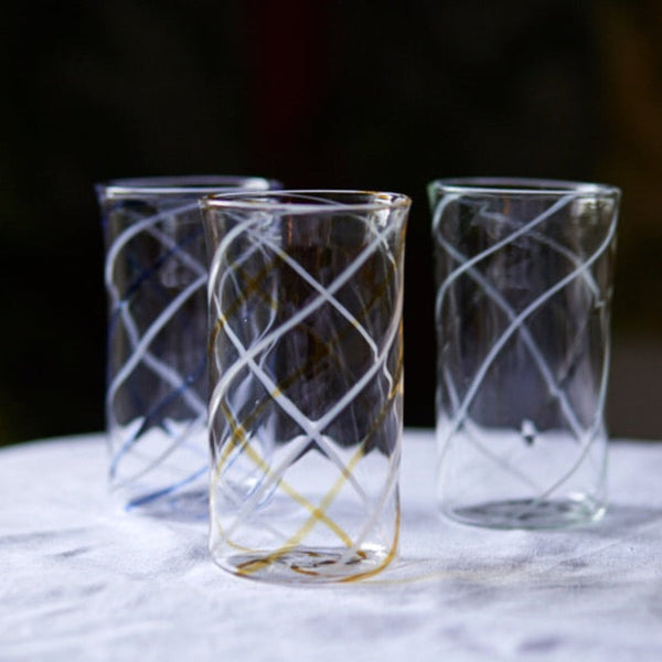 Issy Granger Amber and White Swirl Highball Glass