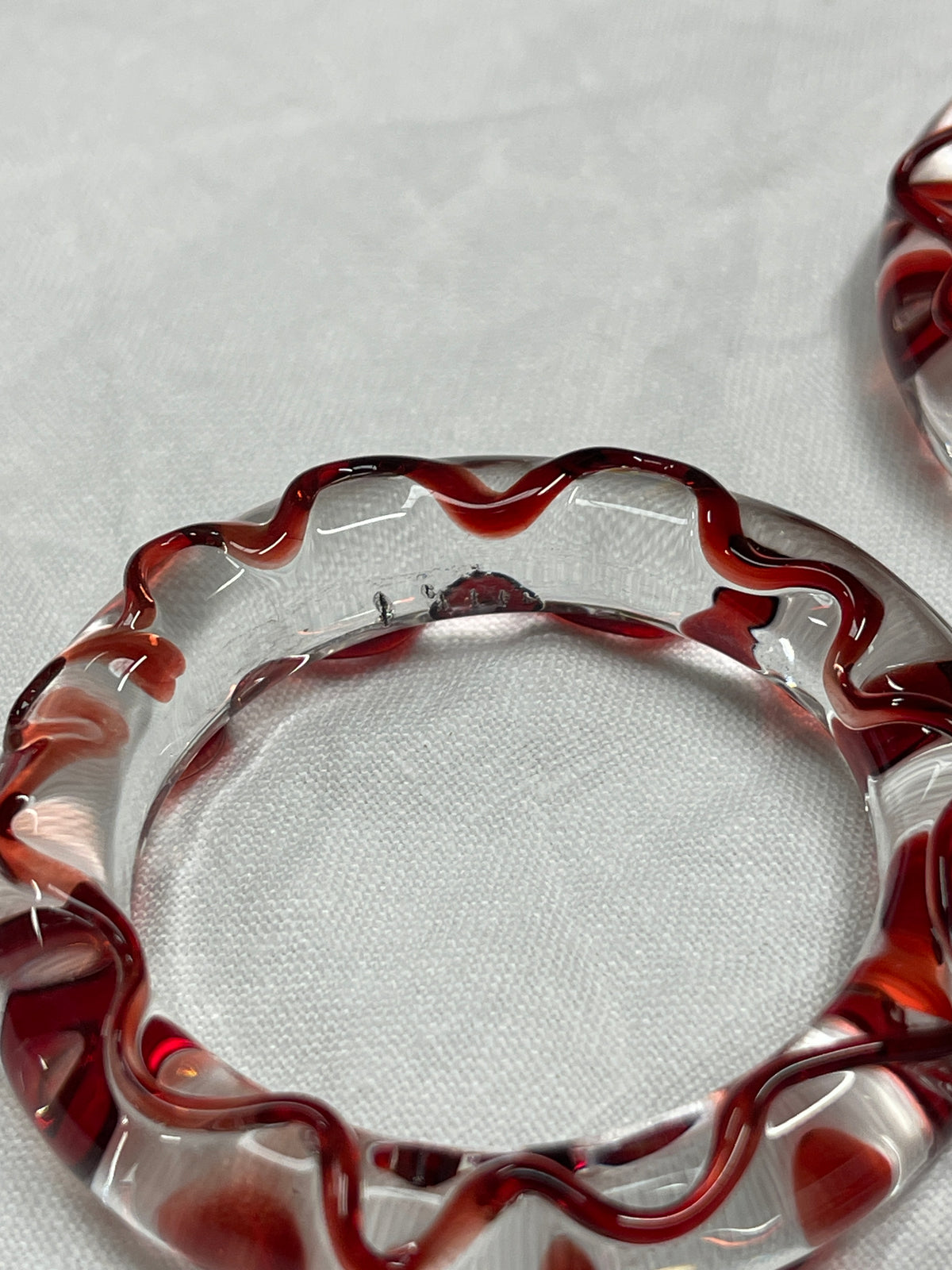 Red Squiggle Glass Napkin Rings - Set of Four (Sample)