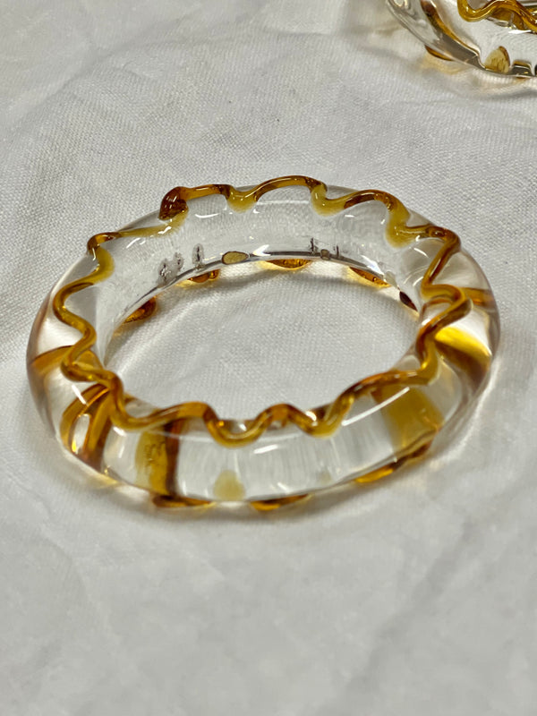 Amber Squiggle Glass Napkin Rings - Set of Four (Sample)