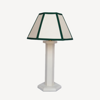 Hexagon Bedside Lamp - Oyster White and Green Lampshade