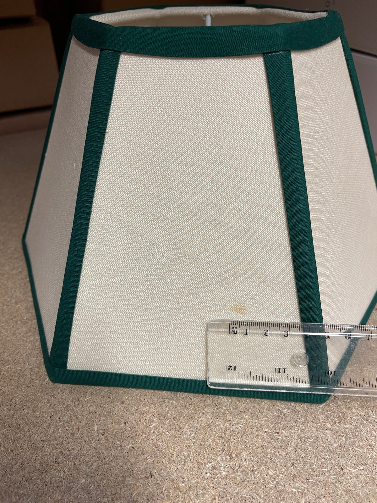 Hexagon Linen Lampshade, Green Trim - Medium (Sample)