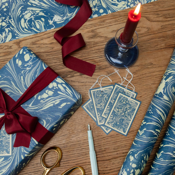 Issy Granger Blue Marbled Wrapping Set