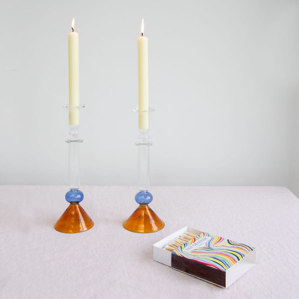 Martini Glass Candlestick - Amber