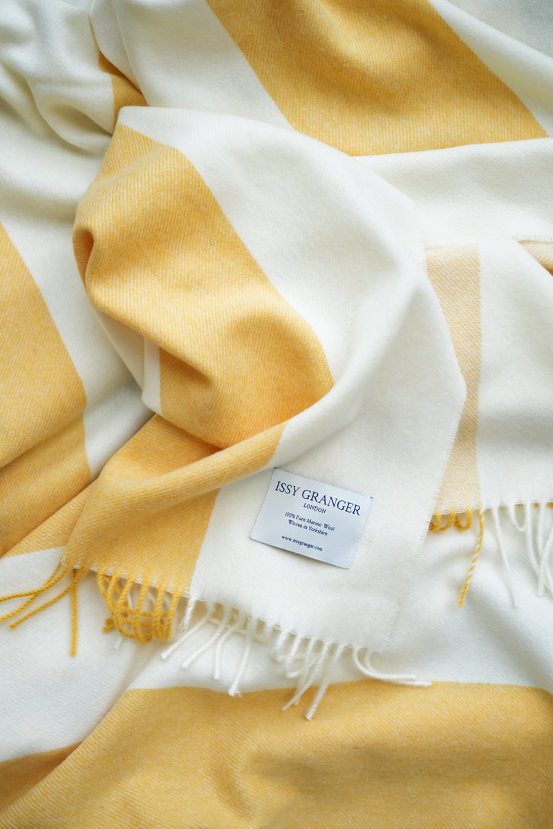 Merino Wool Blanket Throw Yellow 2 