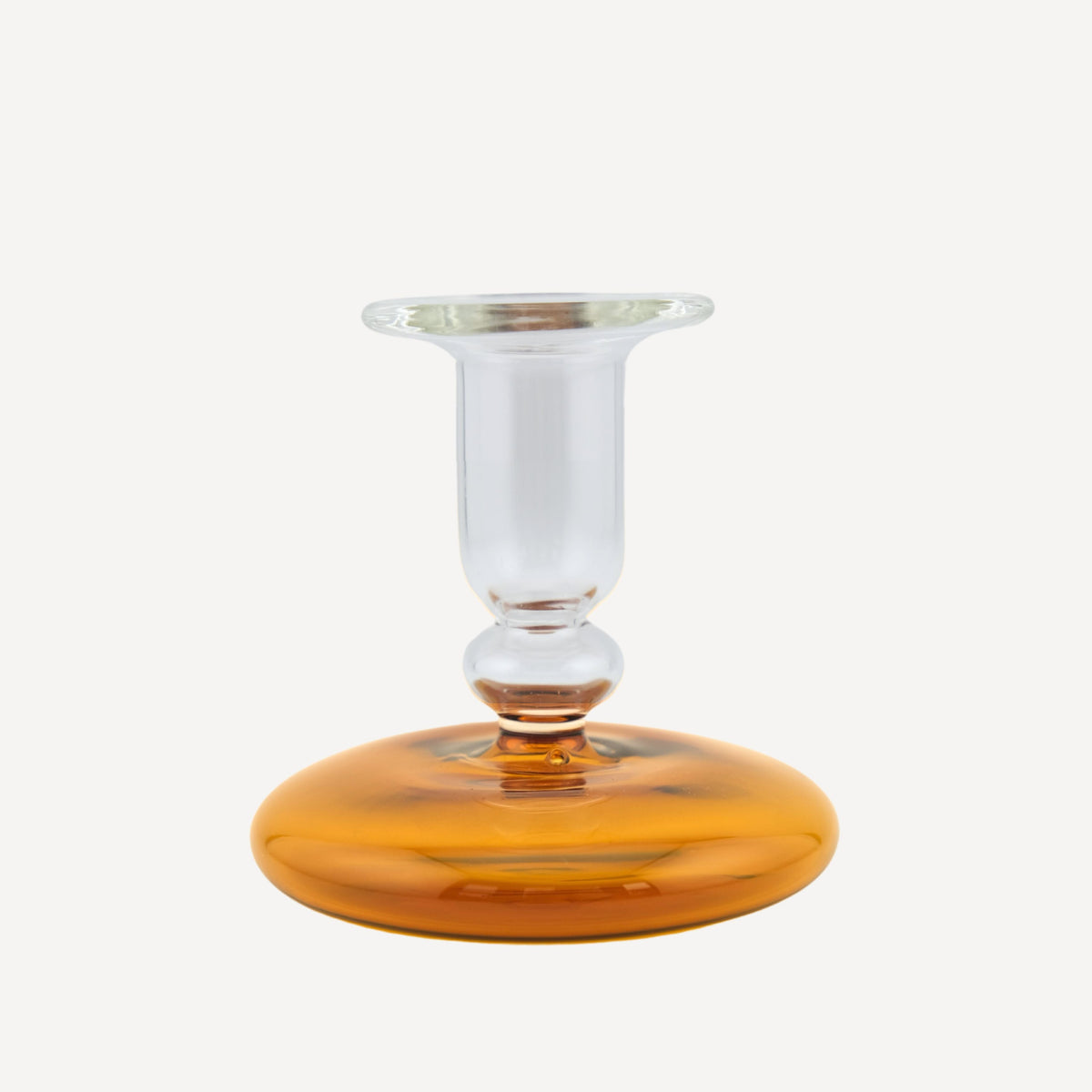 Pebble Glass Candlestick - Amber