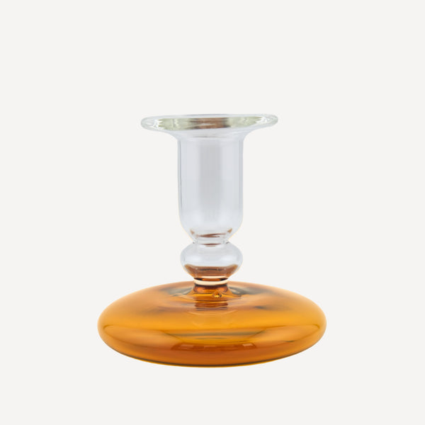 Pebble Glass Candlestick - Amber