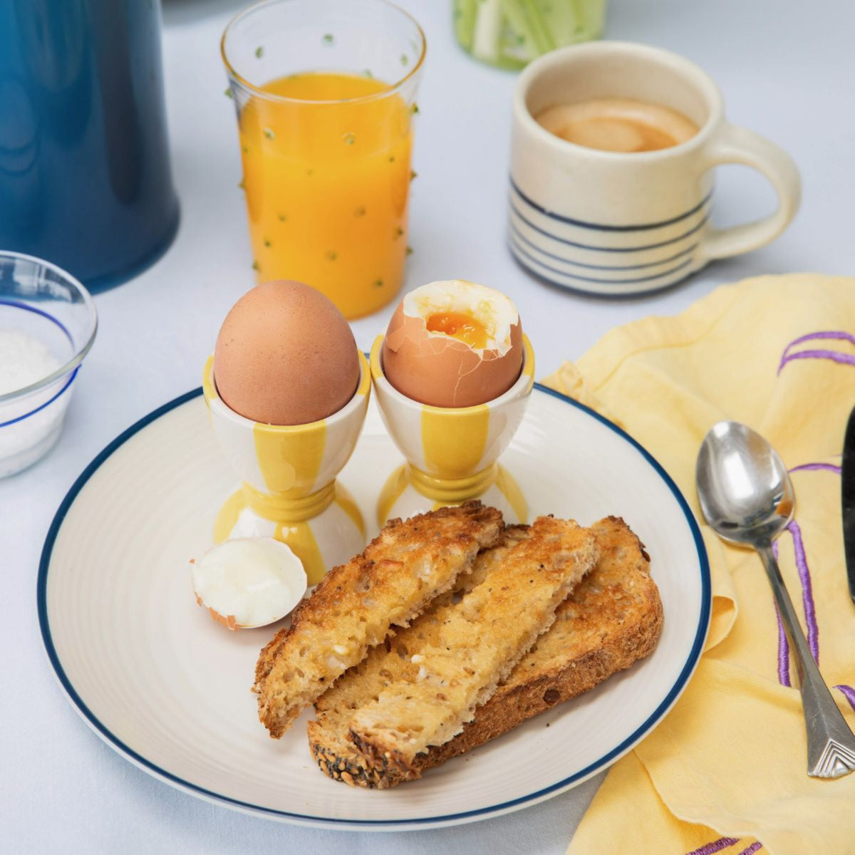 Striped Egg Cup - Yellow