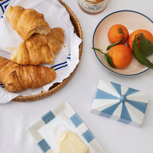 Circus Stripe Butter Dish - Blue