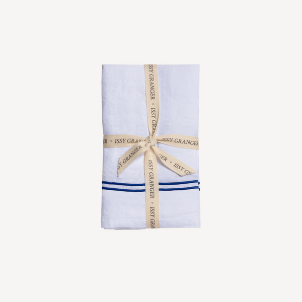 Issy Granger White Double Piped Linen Napkins Set of Four