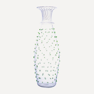 Issy Granger Green Pom Carafe. Dotty Glass Carafe. Spotty Glass Water Jug. Wine Carafe. 